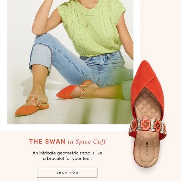 Birdies the swan flat mules in spice suede w/beaded cuff and pointed toes size 7 - Picture 2 of 5